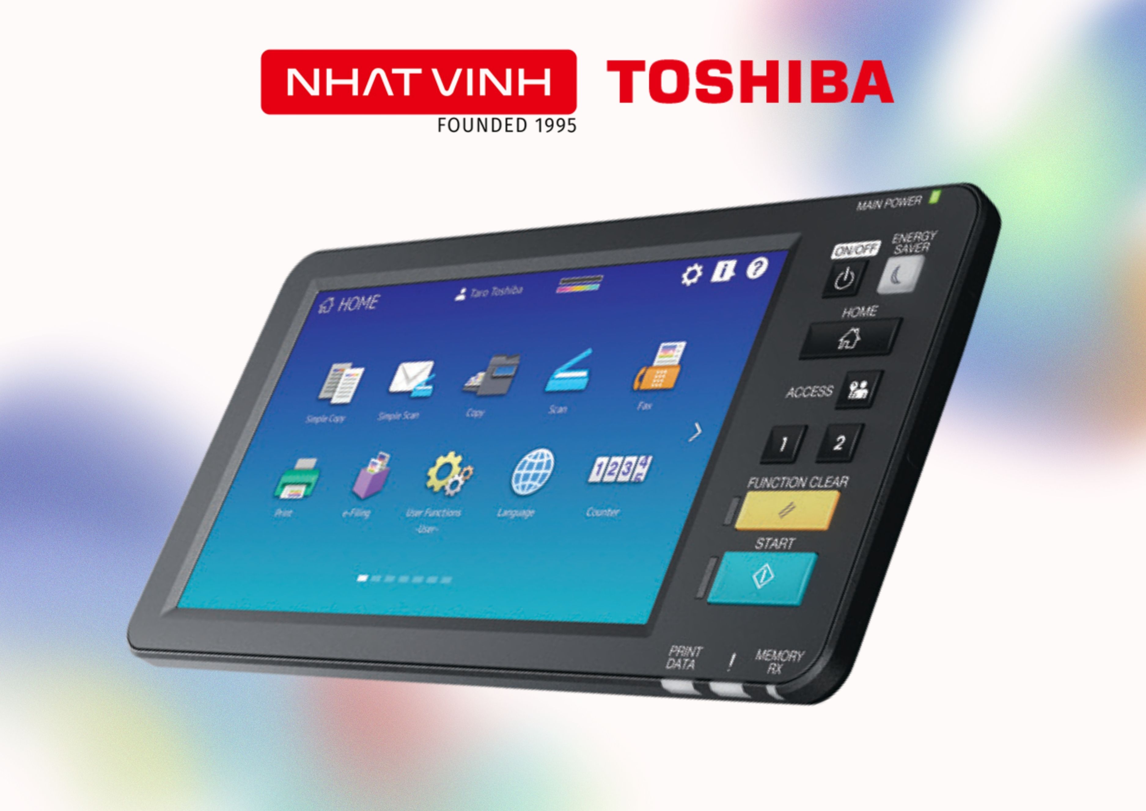 Máy photocopy Toshiba e-STUDIO 3038A sở hữu màn hình cảm ứng màu 10,1 inch với các biểu tượng trực quan