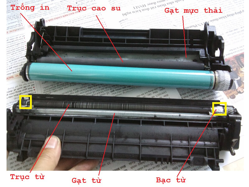 Cấu tạo trống và gạt mực máy photocopy