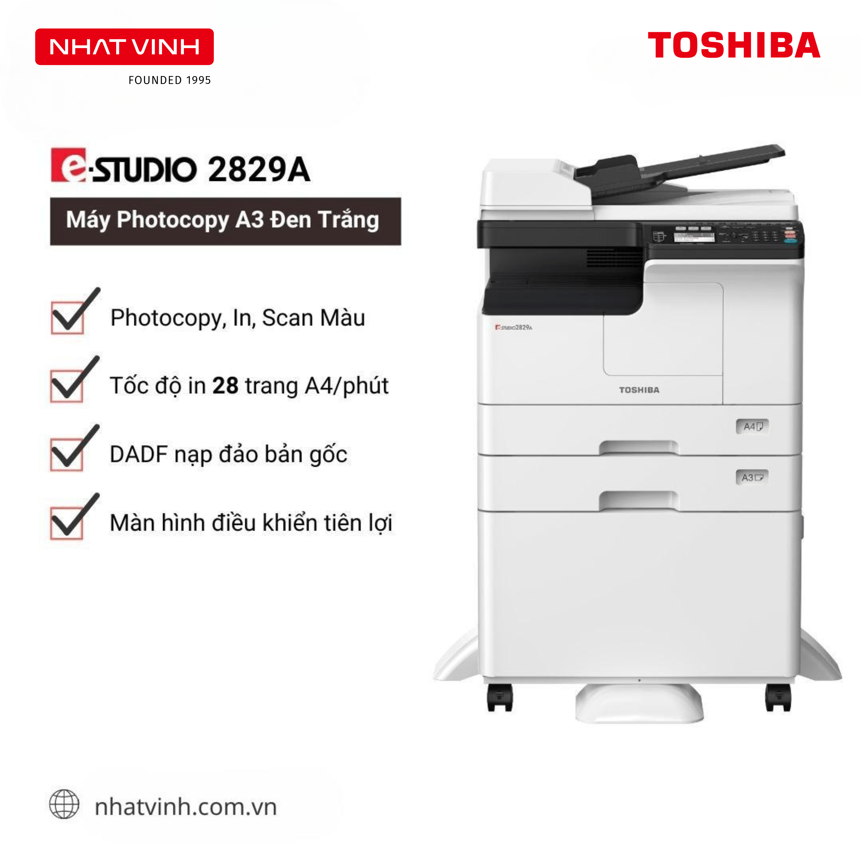 Máy Photocopy A3 Đen Trắng Toshiba e-Studio 2829A